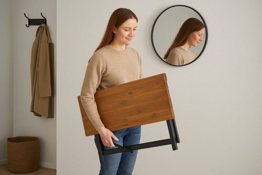 Masa de balcon care se transformă într -o consolă de intrare: mobilierul inteligent care vă economisește spațiu (și stil)