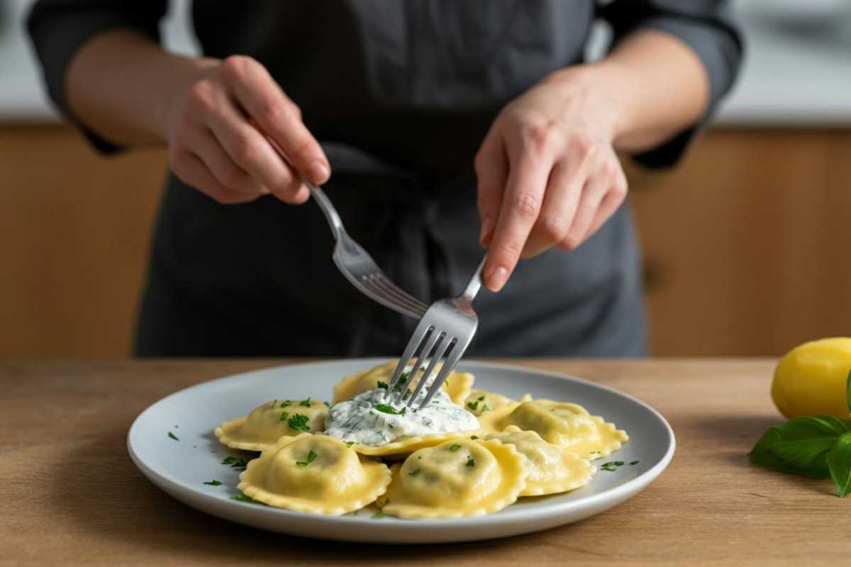Come fare ravioli ed erbe di patate