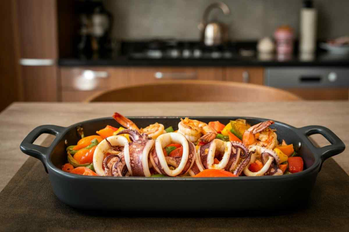 Come fare gamberi e calamari con le verdure